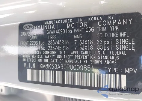 2023 Hyundai Kona Limited from USA, damaged, VIN KM8K53A30PU009851